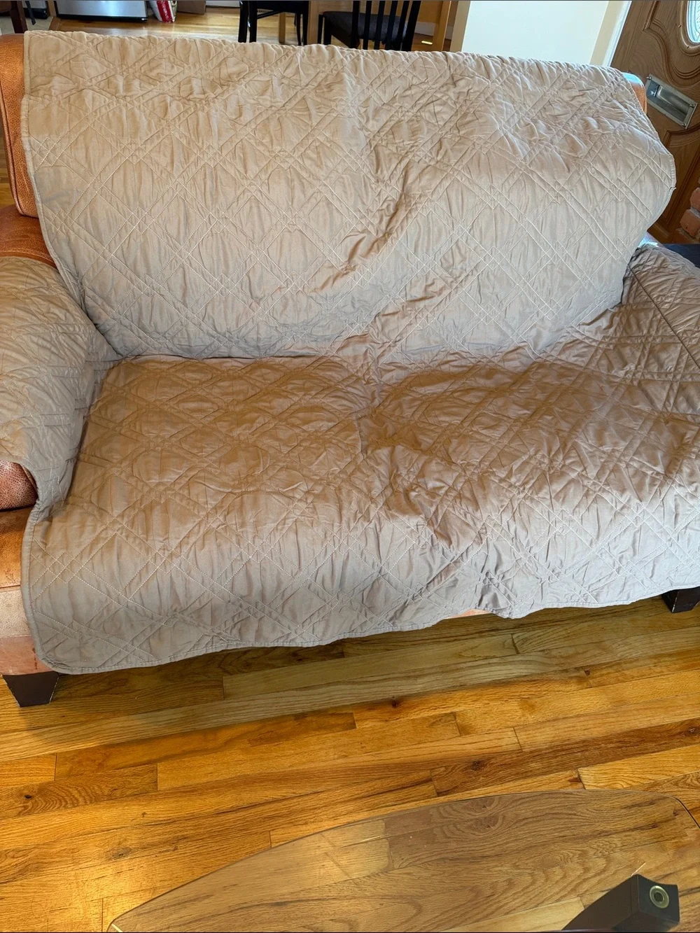 Quilted Sofa Protector Slipcovers in Light Taupe